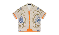 Zig Zag Rolling Paper Button-Down Shirt "Beige" SS22MSS012_ALABASTER