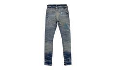 Leather Staggered Logo Jeans "Vintage Indigo Multi" AW23MDS021 875