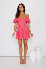 Darling Daze Off Shoulder Mini Dress Pink