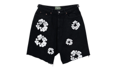 The Cotton Wreath Denim Shorts "Black White" DT401