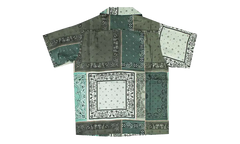 Short Sleeve Bandana Print Silk Button Up Shirt "Green" Y0M06227SE GREE