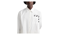 Diagonal Pocket Button Up Shirt "White" OMGA220C99FAB0010110