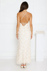 After Party Edit Halter Sequin Maxi Dress Cream