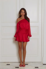 Cheeky Vibe Off Shoulder Mini Dress Red