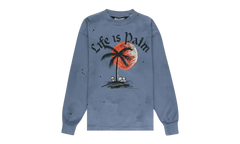 Sunset Palm Garment Dyed T-Shirt "Indigo Black" PMAB002F22JER0034910