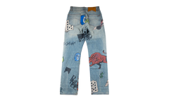 Painted Denim Pants "Indigo" RHD-MJNS-0042