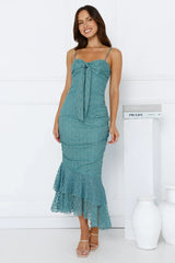 Dainty Design Mesh Midi Dress Green