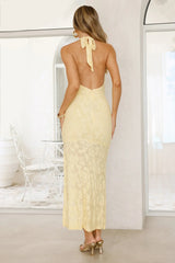 Coconut Sips Halter Maxi Dress Yellow