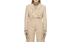 Double Breasted Cropped Blazer "Cream" PWEN032S24FAB001