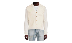 Leather Front Cardigan "Alabaster" MKF007 271