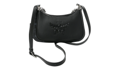 Small Aren Leather Mix Hobo in Visetos "Black" MWHGSTA04BK001