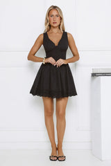 Be Mine Main Embroidered Mini Dress Black