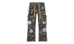 Patchwork Flared Cargo Pants "Camo Green" GS096