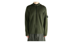 Half Zip Ribbed Polo Shirt "Military Green" 5100024 S00L7 V0054