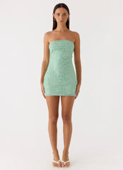 Dangerous Kind Beaded Mini Dress - Sage