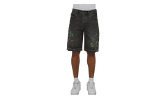 Splatter Embroidery Denim Shorts "Black" P059 UBSB226