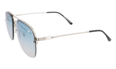 Snatch Bevel Rimless Drill Mount 18KT "White Gold / Pastel Blue Flash Silver" DMSN2 0005 48C5