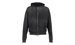 Elliott Distressed Logo Zip Up Hooded Sweatshirt "Washed Black" SS25HO005 WBLK