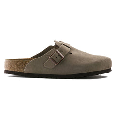 Birkenstock Womens Boston Soft Footbed Sandals - Taupe Suede