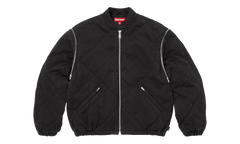 Zip-Off Sleeve Quilted Bomber Jacket "Black" SU26991