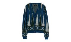 Backgammon Mohair-Blend Cardigan "Green / White" MKC008 344