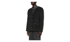 Hairy Wool Cardigan "Fuzzed Plum Check" M2263CF