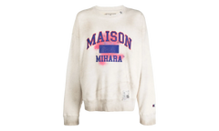 Distressed Teddy Bear Logo Crewneck Sweatshirt "Cream Multi" J10PO513 WHITE
