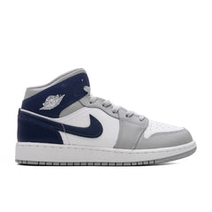 Air Jordan 1 Mid (GS) - White/Midnight Navy/Wolf Grey