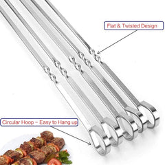 Premium Stainless Steel BBQ Skewers – 60 Pack Reusable Kabob Sticks