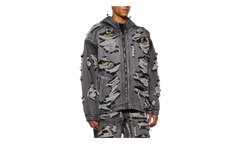Hell Denim Camo Zip-Up Hoodie "Black" TC25JK2302