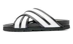 Criss-Cross Slip-On Sandals "Black/White" 231695M234013
