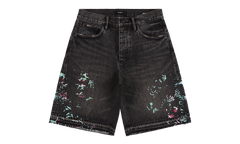Splatter Embroidery Denim Shorts "Black" P059 UBSB226