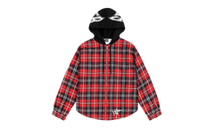 HOODED ZIP FLANNEL SHIRT JACKET "Red Plaid" SP5der284