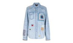 Crochet And Patch Denim Shirt "Blue" XTPS 0219