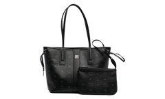 Small Liz Reversible Tote in Visetos "Black" MWPDSLR02BK001