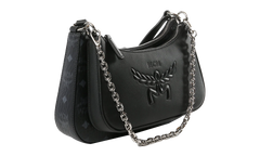 Small Aren Leather Mix Hobo in Visetos "Black" MWHGSTA04BK001