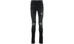 MX1 Green Ultra Suede Repair Jeans "Aged Black" SS22MDS007 023