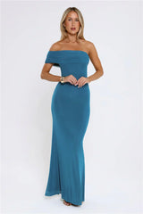 Contemporary Glow Off Shoulder Maxi Dress Teal