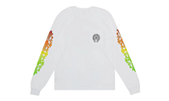 Floral Sleeve Gradient Long-Sleeve T-Shirt "White" CHRM1142