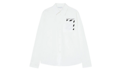 Diagonal Pocket Button Up Shirt "White" OMGA220C99FAB0010110