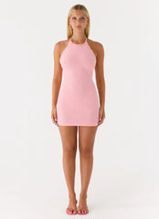 Aeline Knit Halter Mini Dress - Pink