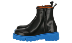 Leather Sponge Zip Boot "Black Blue" OMID004F22LEA0011045