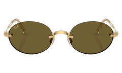 Ray-Ban Rimless "A$AP Rocky - Polished Arista Gold with Dark Brown Lens" RB3929 001 73
