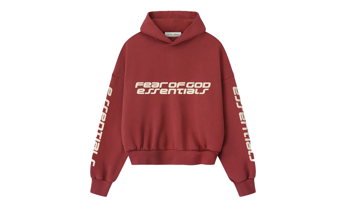 Cropped Relaxed Pullover Hoodie "Crimson" 192HO256901F