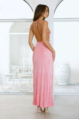 After Dark Love Plisse Maxi Dress Pink