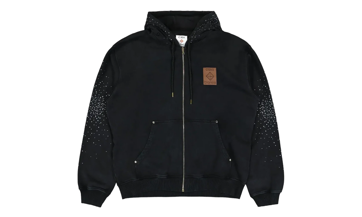 La Prémonition Crystal Embellished Zip Hooded Sweatshirt "Black" MS25 JTP 343 01