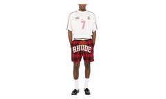 Rhude Flannel Collegiate Court Logo Short "Red Black" PF25SH017353122