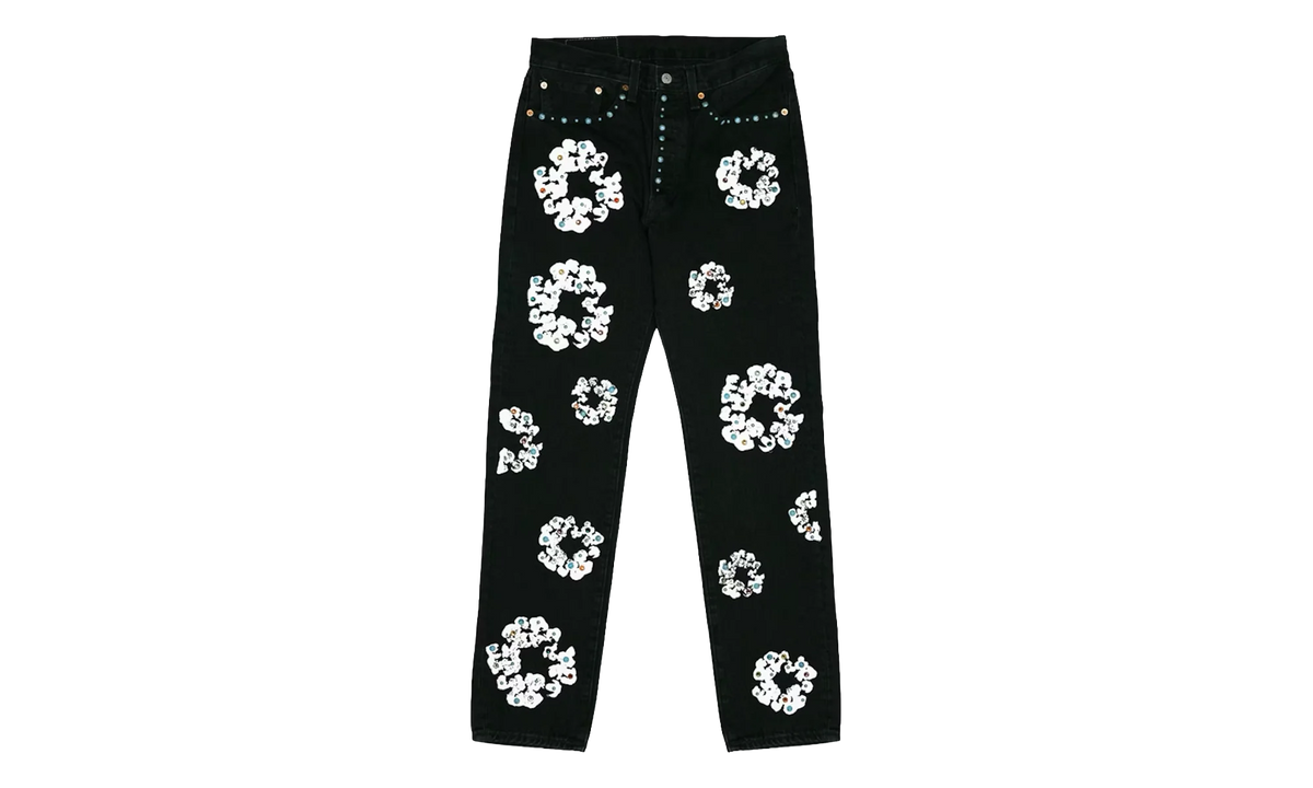 Levi's 501 Rhinestone Cotton Wreath Logo Jeans "White / Black" DT296