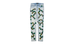 Leather Star Patch Jeans "Chemist - Light Indigo Green Multi" SS22MDS022 485