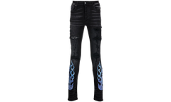 BANDANA FLAME JEAN AGED "BLACK BLUE" PS22MDS192 BLACK BLUE